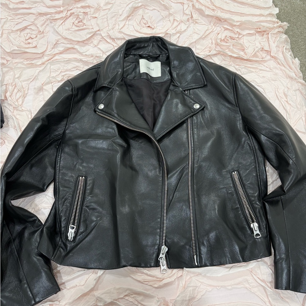 Aritzia Wilfred Black Leather Moto Jacket